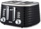 GEEPAS 4 Slice Toaster | 7 Browning Levels with Cancel Defrost Reheat | For Thin Small Bread Slice | 2 Independent Controls 2 Removable Crumb Trays High Lift | 2 Yr Warranty 1750W Black Argyle