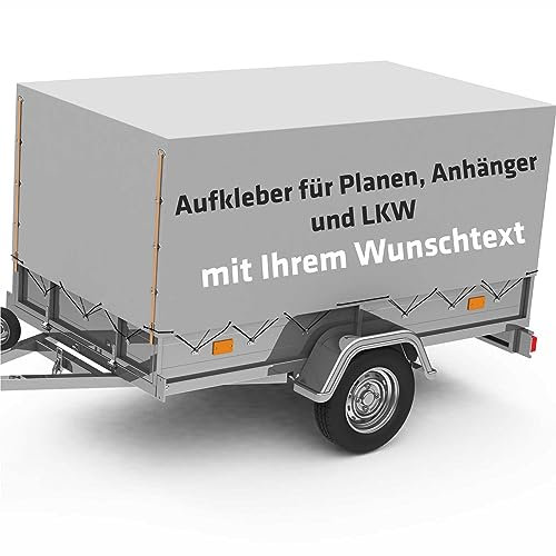 INDIGOS UG - Schriftzug Aufkleber Wunschtext - bis 120 cm - Autoaufkleber für Autoanhänger Zubehör - LKW Plane - Wunschtext für Anhängerplanen, LKWplanen, Werbeplanen & Gerüstplanen mehrzeilig