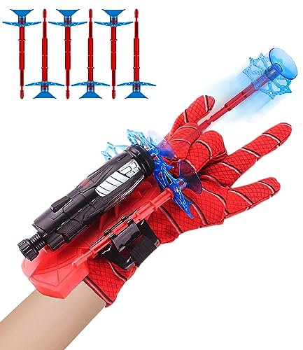 1 Set Spider Launcher Handschuh, Spider Handschuhe Spinnennetz Spider Spielzeug Kinder Web Shooter Helden Spielzeug Spielzeughandschuh Spider Cosplay Saugnapf Schwamm Kugeln Spinnen Requisiten