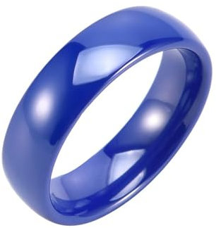 Homxi Keramik Ring Damen,Rund 6mm Ring für Damen Blau Damen Ring Größe 60 (19.1)