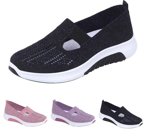 AEHO Chaussure orthopédique Chaussures de Marche Femme Chaussures pour Pied gonflé Chaussures Femme Confort Chic Chaussures de Marche Chaussures Pieds sensibles Femmes,Noir,41/255mm