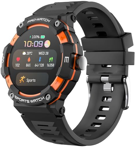 Militärische Smartwatch Herren, Fitness Tracker mit Telefonfunktion Blutdruck Herzfrequenz Schlafüberwachung Schrittzähler Fitnessuhr Männer IP68 Wasserdicht Musiksteuerung Sportuhren Android iOS