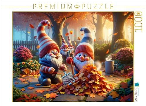 CALVENDO Puzzle Herbstliches Laubtreiben: Zwerge beim tänzelnden Reigen | 1000 Teile Lege-Größe 64 x 48 cm Foto-Puzzle für glückliche Stunden