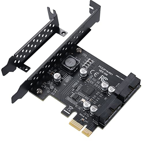 YBBOTT PCIE 2-Port 19Pin Expansion Card, USB 3.2 GEN1 Super Speed 5Gbps PCI Express Card for Windows 11, 10, 8.1, 8, 7, XP