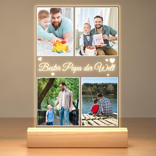 Personalisierte Geschenke für Männer, Personalisierte Bilderrahmen mit Foto, Fotogeschenke Personalisiert Bilderrahmen mit Bild, Personalisiertes Weihnachts Geschenke für Papa Baby Kinder Familie