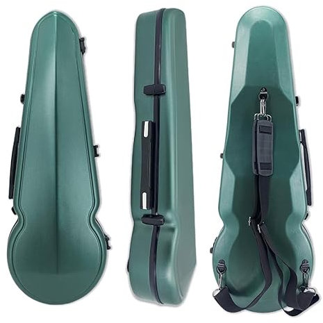 YoungMonic Custodia per viola regolabile in fibra di carbonio da 40,6 cm, con velcro per collo, custodia per viola resistente (verde)