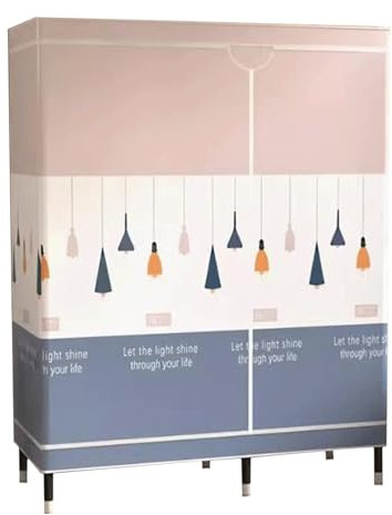 KLJUddGY Armario Armario portátil con Marco de Acero y Malla de Hierro, Armario para Ropa para Dormitorio, Armario portátil Colgante, Armario fácil de Montar ordenado