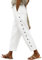 Voqeen Sommerhose Damen Leicht und Luftig 7/8 Palazzo Hose Sommer Stoffhose Weite Baumwolle Freizeithose Plissee Lockere mit Taschen und Gummizug für Urlaub Strand Arbeit