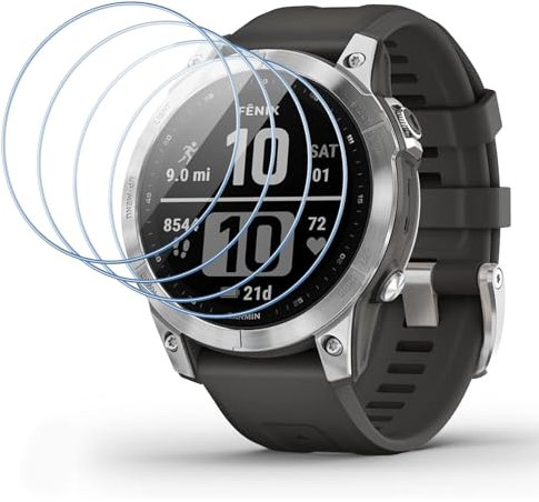 Vauki 4 Pezzi Vetro Temperato per Garmin Fenix 7 47mm/7 Solar/Fenix 7 Sapphire Solar, Durezza 9H Pellicola Protettiva Antigraffio Senza Bolle Ultra-HD Chiaro Installazione Facile Vetrino Protezione