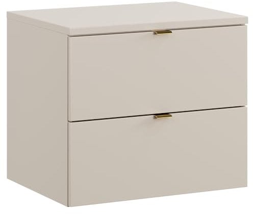 Lomadox Badezimmer Waschtischunterschrank 60 cm in Kaschmir matt, 2 Schubladen