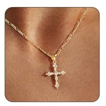 GlamRays cross pendant for women, cross pendant 14K gold plated cross pendant necklace Dainty gold cross necklace for women fashionistas