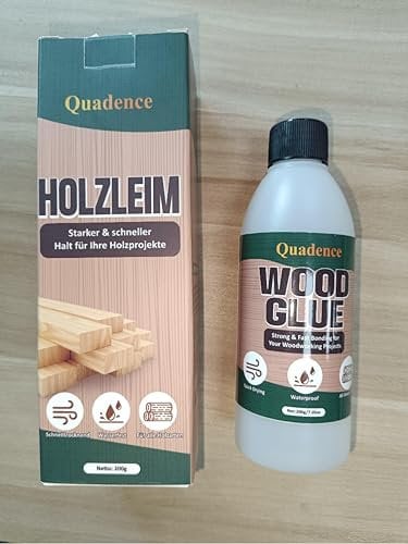 Wood Glue for Furniture Heavy Duty, Quadence Waterproof Wood Glue Fast Drying Super Glue for Woodworking, Furniture Glue for Crafts, Furniture, Baseboard, cabinets, Door, Interior & Outdoor (200g)