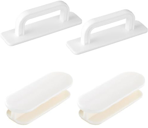Guyode 4 Piezas Tirador Adhesivo Diseño sin Perforaciones Tirador Puerta Exterior Base Engrosada Pomo Puerta Exterior Diseño de Mango Ranurado para Cajón Balcón Puerta Gabinete Ventana Muebles