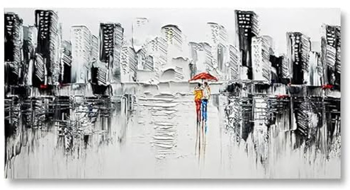 Bilder Abstrakt Schwarz und Weiß Stadt Industrial Style 160x80 cm Modern Leinwandbild Groß XXL Wohnzimmer Wandbild Kunstdruck Canvas Desing Wand Bild auf Leinwand Ungerahmt