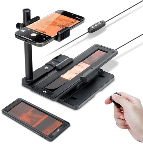 JJC Mobile Film Scanner Digitizer Set for 35mm 120 Negative Film to Digital, with 11 Level LED Backlight & Phone Clip & Magnetic 35mm 120 Negative Film Holder