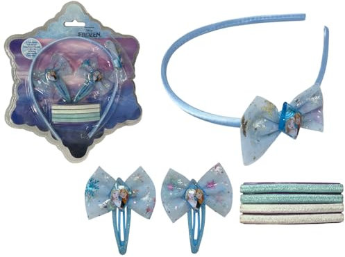 Accessoires pour cheveux Frozen Disney emballage en forme de flocon de neige complet de 7 pièces serre-tête pinces élastiques