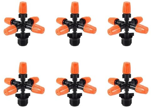 Toolvvik 6X Garten Sprinkler Automatischer Bewässerungs Gras Rasen 360 Grad Kreis Drehender Wasser Berieselungs Anlage 5 Düsen Garten Rohr