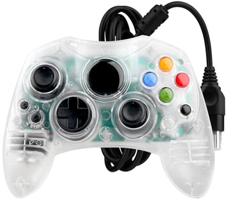 OSTENT Controllore Cablato Gamepad Joystick S Type 2 A per Microsoft Old Generation Xbox Console Videogiochi (Trasparente)
