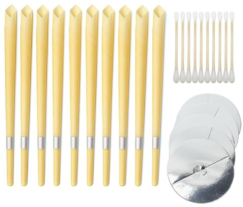 JYNXOR 10 Pezzi Candele per Orecchie, Candele Naturali Auricolari, Coni Orecchie Cerume, Candele Orecchie Cerume, Candele Dell'orecchio
