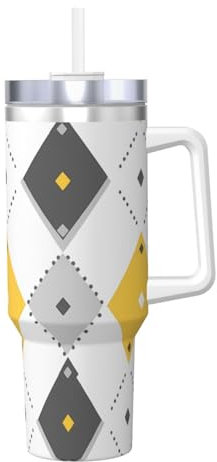 ZSUUGJ Vaso aislado de 40 onzas con asa y tapa con popote, taza de café, botella de agua reutilizable, ideal para coche, trabajo, regalo