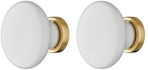 cyclingcolors 2x bouton de tiroir porcelaine céramique 37 mm base laiton poli meuble vintage antique style porte poignée commode armoire maison avec vis