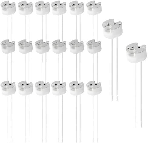 BEELUKY 20er Pack GU5.3 Fassung mit 15 cm Silikonkabel - Weiße Keramik-Lampenfassung für MR16 Sockel, G4, GU4, MR11, Halogen und LED Leuchten - 12V-220V, 3A max, 100W, 200°C hitzebeständig
