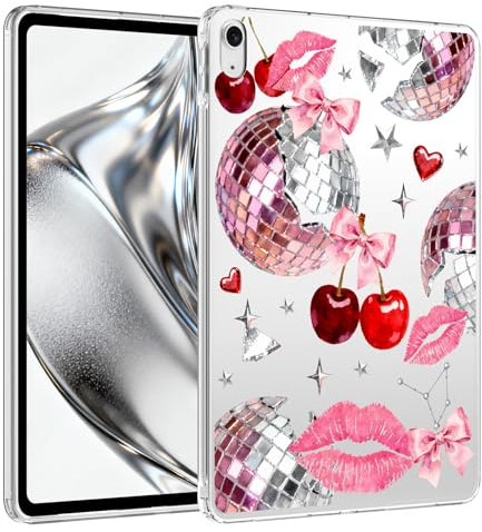 VibrantFruitique for iPad Air 11 M3(2025)/M2(2024),iPad Air 5th/4th Gen 10.9,Coquette Bowknot Cherry Clear Case,Slim Lightweight Anti-Scratch Soft TPU Bumper Hard Acrylic Back Cover for Women