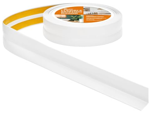 Quest Weichsockelleiste PVC 40x40 mm selbstklebend - Weiß, 5 m | Flexible Knickleiste & Dichtungsband für Wand-Boden-Fugen, ohne Bohren, wasserabweisend, für Bad, Küche & Wohnraum