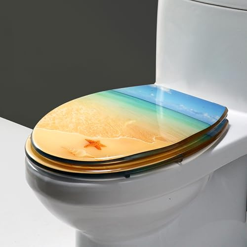Zeihyeurus Abattant WC Standard,Siège De Toilette Transparent,Abattant WC Rond en RéSine,Abattant WC en Polyrésine,Abattant WC Résine antibactérienne,Facile à Nettoyer,pour Bain,Appartement