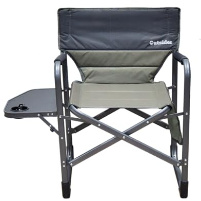 OUTSIDER Directors Chair Folding Camping Chair 180kg Capacity Lightweight Portable Fishing Chair Foldable Outdoor Festival Chair with Side Table & Cup Holder & Storage