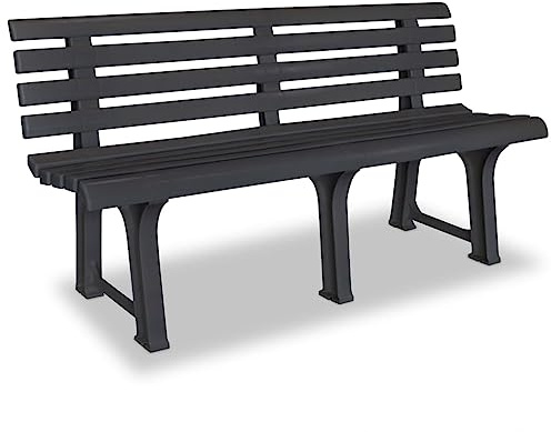 DELUKE Parkbank KATO 145,5 cm Kunststoff Anthrazit | Gartenbank wetterfest Terrassenbank 3 Sitzer Sitzbank Rückenlehne