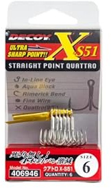Decoy X-S51 Quattro Hook – Revolutionärer 4-Fach Angelhaken für Hardbaits & Spoons (#10 bis #2, 6 Stück) (#4 (6 Stück))