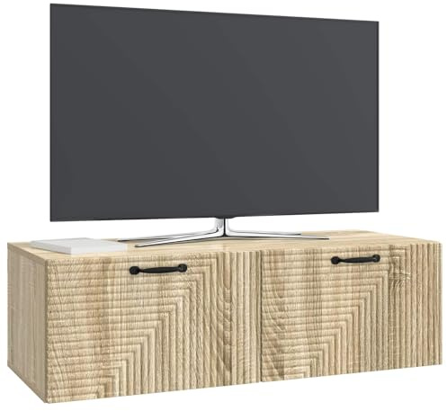 vidaXL Wandmontierter TV-Schrank Sonoma-Eiche 98 x 41 x 30 cm, Wohnzimmer, moderner rechteckiger Stauraum, wandmontierte Medienkonsole, platzsparendes Möbel für Dein Zuhause