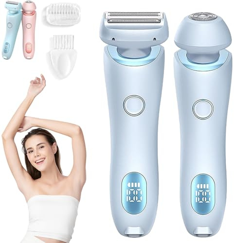 Boulina Rasierer Damen, 2-In-1 Glisse Pro Rasierer, Einfach Zu Reinigen, Sowohl für Den Nass- Als Auch für Den Trockengebrauch Geeignet für Beine, AchselhöHlen und Bikinizone (Blau*1)
