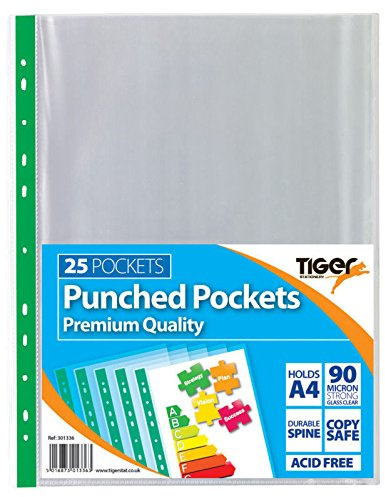 Tiger A4 stansade fickor – 90 mikron premium x 25 (301336 )