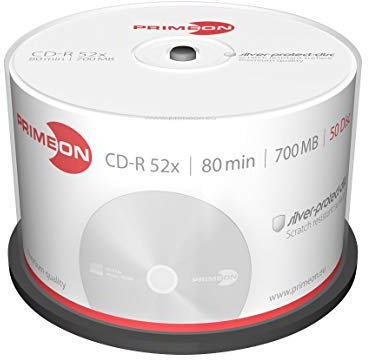 PRIMEON CD-R 80Min/700MB/52x Cakebox (50 Disc), silver-protect-disc Surface