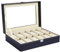 Ohuhu Uhrenbox mit 12 Fächern, Watch Box Uhren Aufbewahrungsbox mit Glasdeckel, Uhrenkasten aus PU Leder und Samt Innenfutter, Geschenkidee für Geburtstag Vatertag Weihnachten