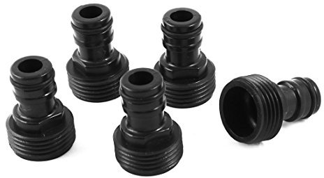 sourcing map 5pcs Adaptateur Tuyau d'arrosage buse de Tuyau raccord Rapide connecteur Adaptateur Embouts Noir 25mm Filetage mâle
