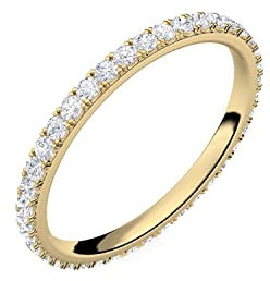 Ring Gold Verlobungsringe von AMOONIC mit Zirkonia (Silber 925 hochwertig vergoldet) Memoryring Vorsteckring Zirkonia Damenring Heiratsantrag Memory Memoire wie Diamantring FF589VGGGZIFA60