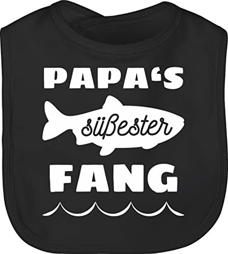 Baby Lätzchen - Geschenk zum Vatertag - Papas süßester Fang - Unisize - Schwarz - männertagsgeschenke daddy sabberlatz geburt papa kinderlatz zur vater baumwolle väter latz papatag herrentag