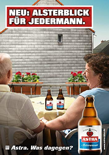 ASTRA Bier Werbung/Reklame Plakat DIN A1 59,4 x 84,1cm Neu: Alsterblick für jedermann, kultiges Poster aus St. Pauli