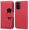 Ailisi Cover per Oppo A54 5G/Oppo A74 5G, Dark Red Cartoon Cute Cat Custodia Pieghevoli Protettiva Caso Libro in Pelle PU con Portafoglio, Funzione Supporto, Chiusura Magnetica - Gatto, Rosso Scuro