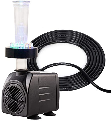 Springbrunnenpumpe Mit Licht, Tauchpumpe Brunnen Klein, Zimmerbrunnenpumpe Mit Beleuchtung, Brunnenpumpe Garten Led, Mini Wasserpumpe Elektrische Wasserspiel Garten Teichpumpe Wasserfall 750L 15W (B)