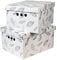SOFTILLO Cardboard Storage Boxes with Lid, Decorative Wardrobe, Closet, Home & Office Organiser with Handle, Flat-Packed, Stackable File Box, Gift for Adults & Kids, Set of 2, Large - Feathers