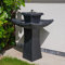 Festive Lights - 72cm Solar Pagoda Water Fountain & Bird Bath - Traditional Zen Garden Feature, Stone Effect Resin, IP44 Rated, Outdoor Wildlife Attraction - Cascading Flow, Integrated Panel & Pump