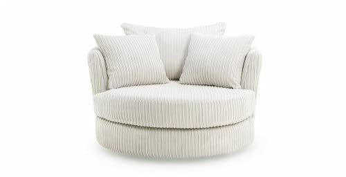 Luxury Life Collingdale Jumbo Cord Fabric Sofa Set (Cream, Swivel Chair)