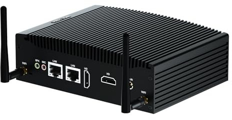 HISTTON Dual Core Lüfterlos Mini PC, Industrie PC Core i5-8265U, DDR4 8GB RAM 256GB SSD, Dual LAN, WiFi, BT4.2, Industrie Mini PC 2 RS232 COM, Dual HD, USB 3.0, Mini Desktop PC Windows 11 Pro