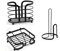 EDITACASA - Set 3 Pezzi: Porta Bicchieri, Tovaglioli e Rotolo - Kit in Metallo Stile Moderno Nero