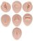 7PCS Piercing Übungskörperteile, Silikonkörperteile für Piercing Kit, Gefälschte Körperteile, Weiches Silikon Ohr Mund Nase Auge Zunge Nabel Modell (Mittlere Hautfarbe)