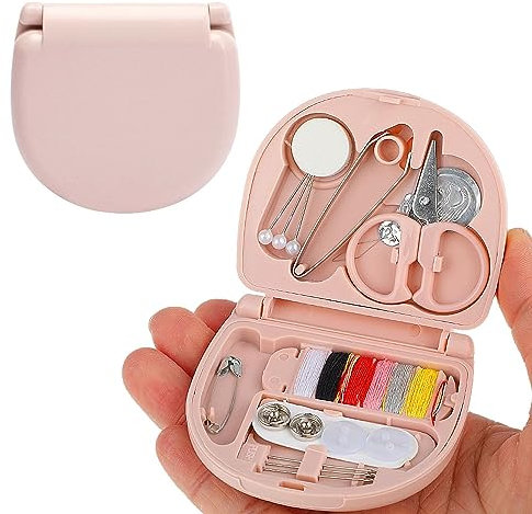 LENTQIUTT 1 Pcs Multifunktionale Nähsets, Nähset-Zubehör, Mini-Nähsets, tragbare Mini-Nähkästchen, Nähsets für Zuhause, Reisen und Notfälle (hellrosa)